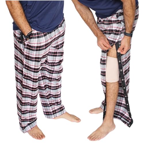 Unisex Tearaway Post Surgery Recovery Pajama Pants with Side Snaps & Pockets