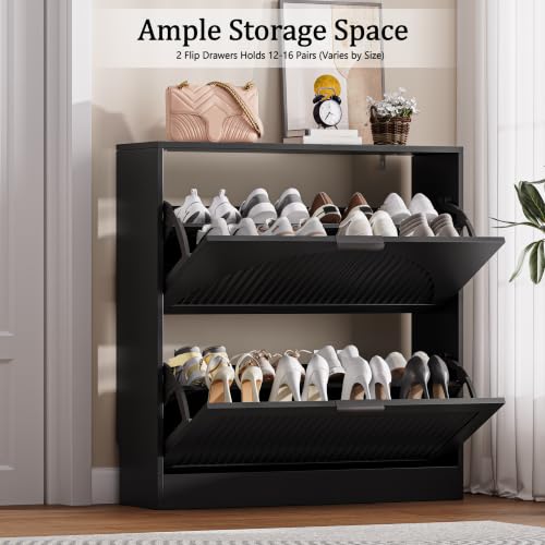 Fluted Shoe Storage Cabinet for Entryway