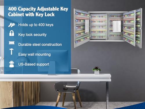 Adjustable Key Lock Large Key Cabinet Lock Box with Colorful Key Tag Labels