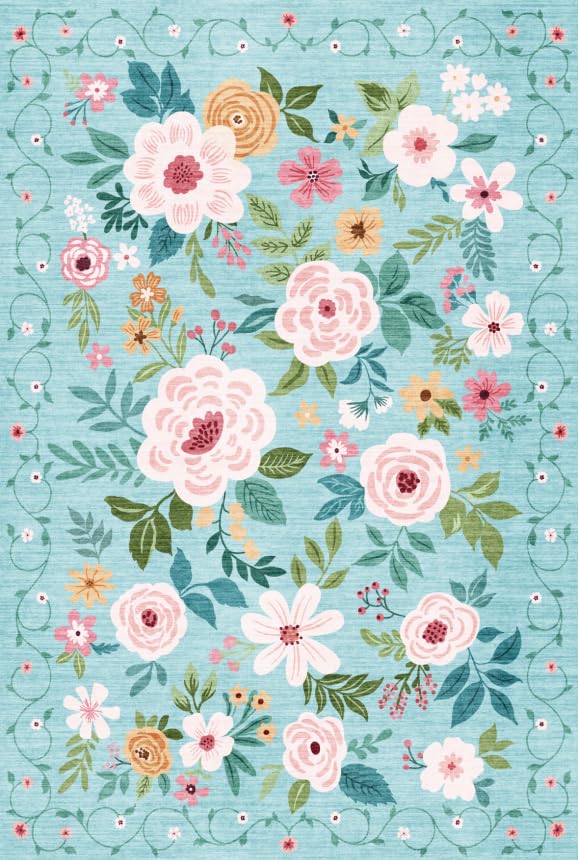 Floral Rug Black