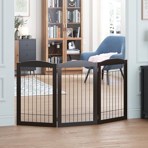 Freestanding Foldable Dog Gate Indoor with Door