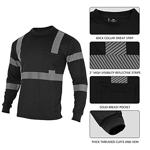 3pcs Safety T Shirts Reflective High Visibility Hi Vis Long Sleeve Construction Work Shirts for Men Class 3