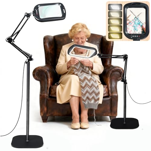 30X 10X Extra Large Floor Magnifying Glass with Light and Stand