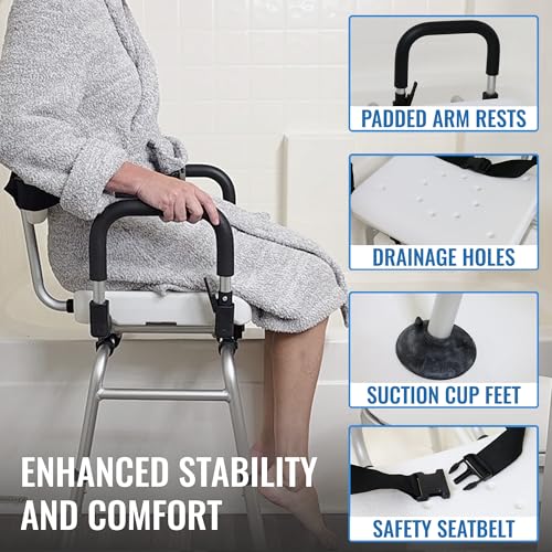 Tub Transfer Bench and Shower Chair with Non Slip Aluminum Body