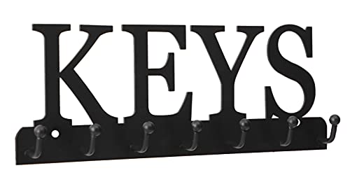 Key Holder Wall Mounted Key Hooks for Wall Decorative with 7 Hooks Black Metal Key Organizer Rack Hanger for Entryway