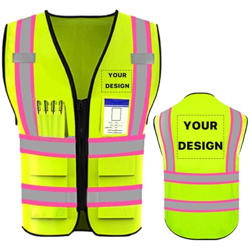 High Reflective Visibility Safety Vest Custom Your Logo Safety Workwear with Reflective Strips and Pockets