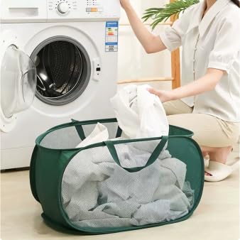 4 Piece Pop Up Mesh Laundry Basket Collapsible Hamper with Handles