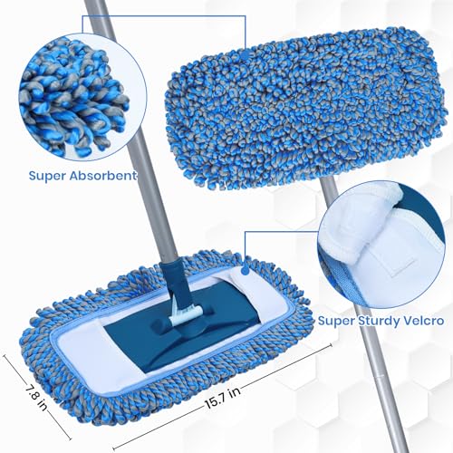 Dust Mop for Hardwood Floors with 57" Long Handle Wet & Dry Mops for Catching Pet Hair and Dust Bunny Microfiber Dust Mops for Vinyl