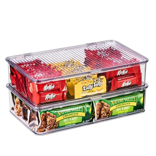 Storage Bins for Pantry & Fridge with Hinged Lids