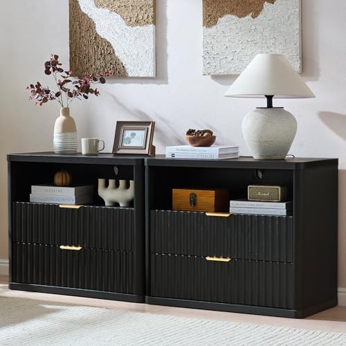 Wide Fluted Nightstand for Large Spaces