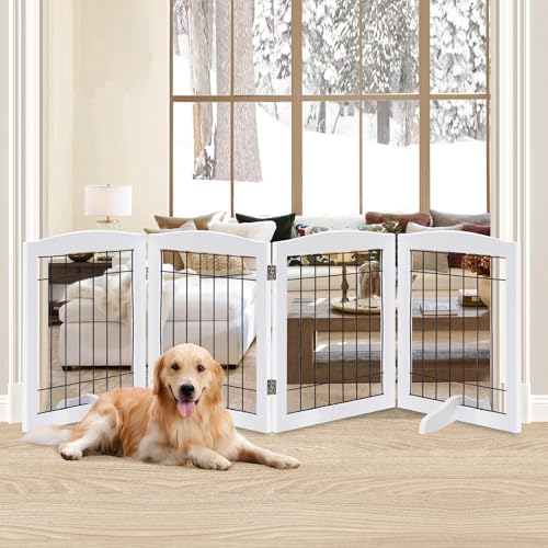 Freestanding Foldable Wood Dog Gate
