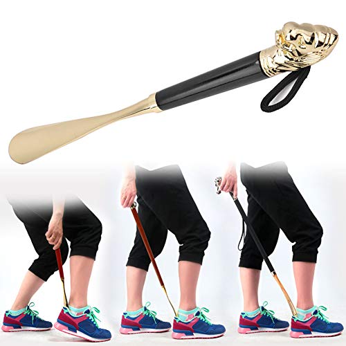 Shoe Horn Long Handled Metal Lion Head Shoe Horn Wooden Long Handle Shoe Lifter Shoe Spoon Tool for Men Ladies