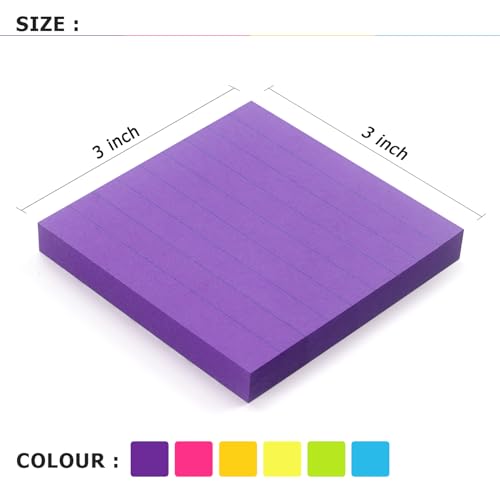 Sticky Notes with Lines Lined Sticky Notes Bright Multi Colors