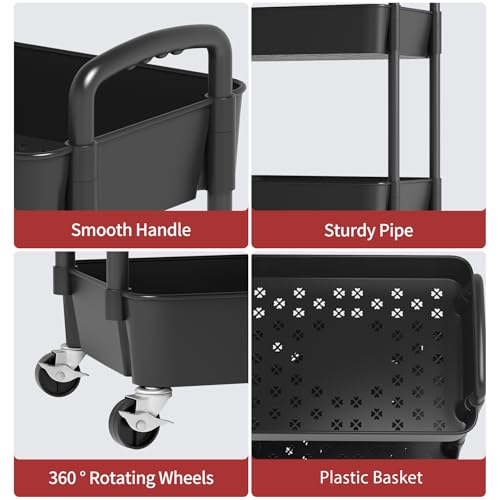 3 Tier Rolling Utility Cart with Handle