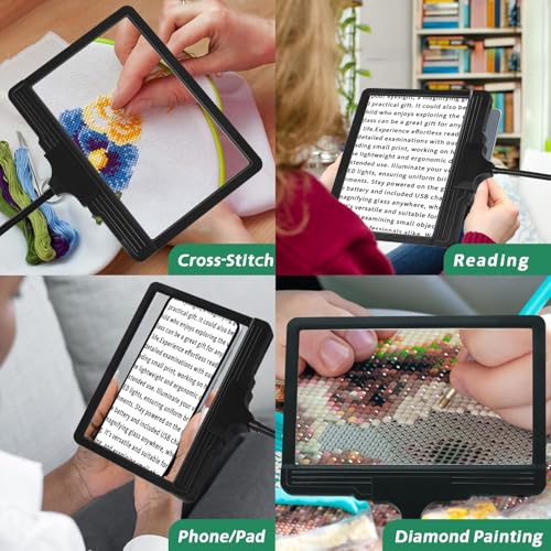 Large 5X Rechargeable Floor Magnifying Glass with Light and Stand 43 LED Floor Magnifying Lamp 2