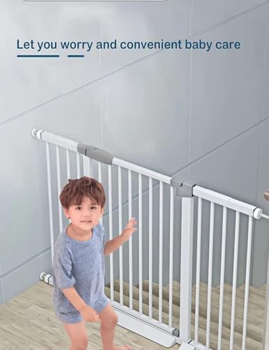 60.5-113 in Width) Extra Long Baby Gate with Door, Large Dog Gate Indoor, Extra Wide Baby Gates for Doorways, Child Proof Gate, Kiddie Gates. White, Dog Gates for The House