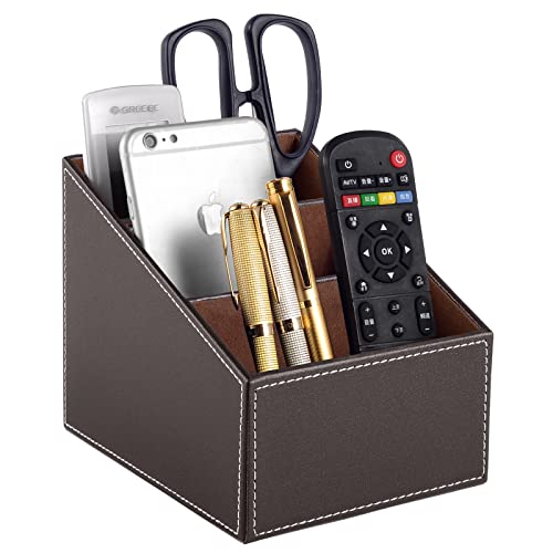 Fashionable PU leather TV remote control bracket with 3 compartments