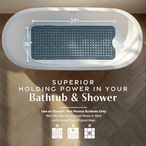 39"x16" Power Grip Non Slip Bathtub Shower Mat
