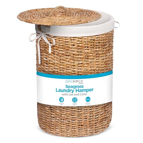 Seagrass Laundry Hamper with Lid and Washable Liner