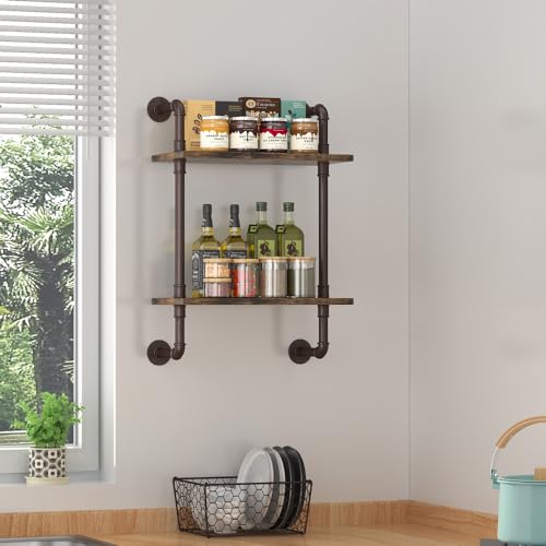 3 Tier Industrial Pipe Shelf Rustic Wood Floating Shelves