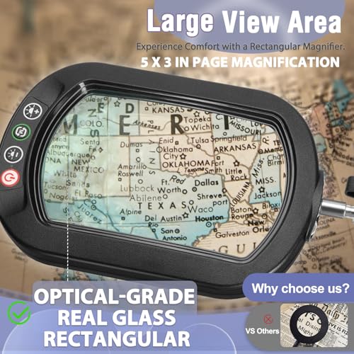 Rectangle Magnifying Glass with Light and Stand Swing Arm