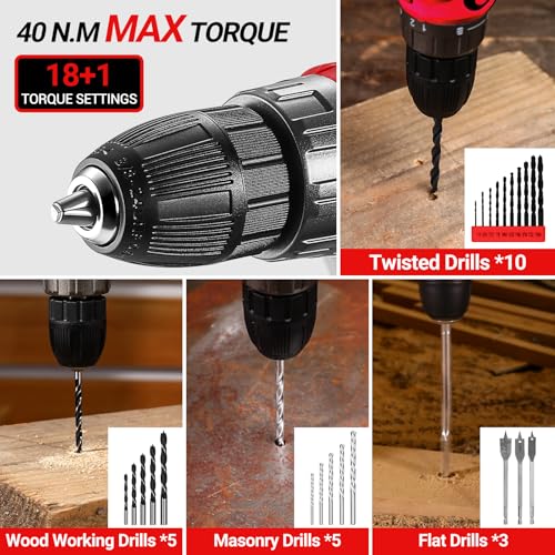 20V Power Drill Tool Set with Battery Electric Drill Driver