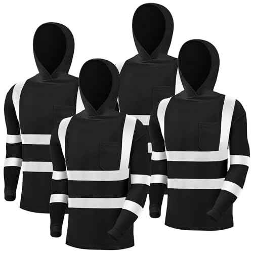 4 Pcs Safety Shirts Hi Vis Hoodie