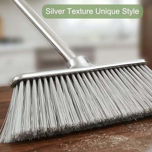 Indoor Soft Bristles Broom and Dustpan with Long Handle