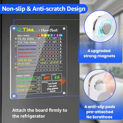 Acrylic Magnetic Chore Chart for Multiple Kids