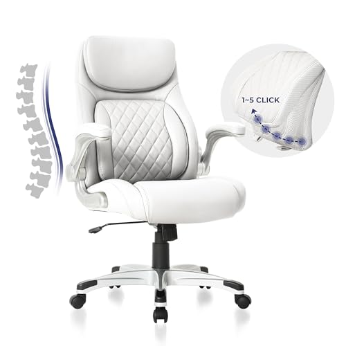 Ergonomic Office Chair Premium Leather Adjustable Lumbar Support and Armrests High Back Executive Computer Desk Chair