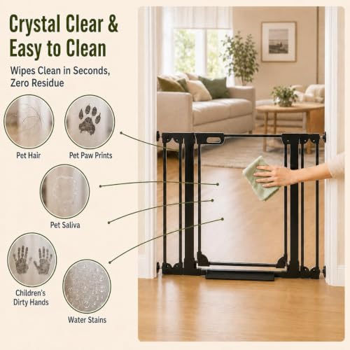 Clear Baby Gate for Stairs Modern Design Acrylic Auto Close Pet Gate