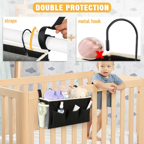 Bedside Caddy Bedside Organizer Bedside Storage Caddy with Fixed Straps and Water Bottle Holder for Home College Dorm Bunk Bed Hospital Bed Crib Bed Rails