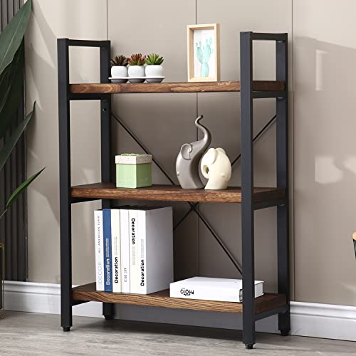 Real Solid Wood Rustic Vintage Industrial Etagere Bookshelf
