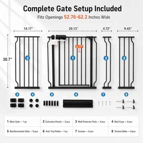 Extra Wide Auto Closing Baby Safety Gate for Stairs & Doorways