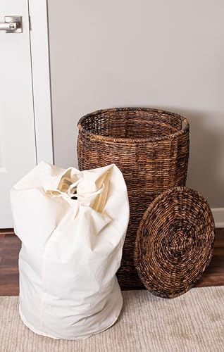 Seagrass Laundry Hamper with Lid and Washable Liner