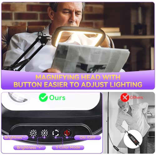 30X 10X Extra Large Floor Magnifying Glass with Light and Stand