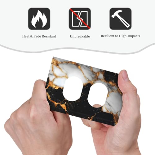 Decorative Light Switch Cover Plate Black Gold Marble 1 Gang No Device Single Blank Outlet Covers Wall Plate Switch Plate Covers for Country Bathroom Bedroom Decor