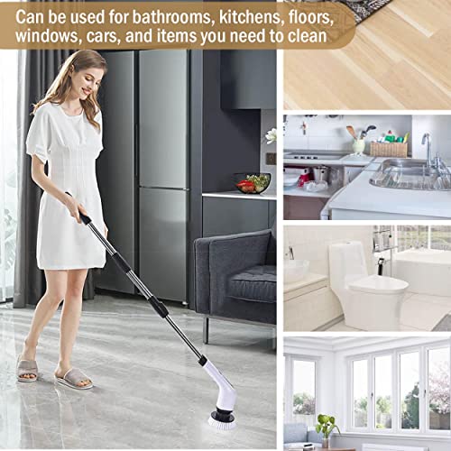 Electric Spin Scrubber Rechargeable and 8 in 1Cordless Cleaning Brush with Replaceable Brush Heads