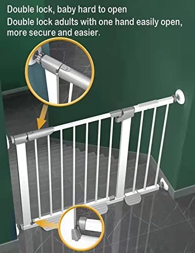 60.5-113 in Width) Extra Long Baby Gate with Door, Large Dog Gate Indoor, Extra Wide Baby Gates for Doorways, Child Proof Gate, Kiddie Gates. White, Dog Gates for The House