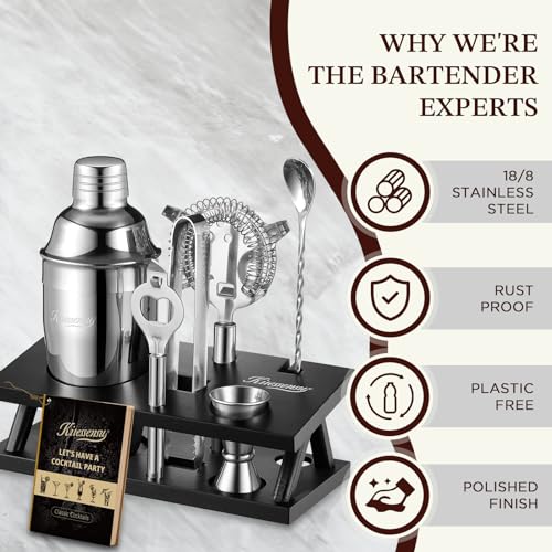 Cocktail Shaker Set Bartender Kit with Stand