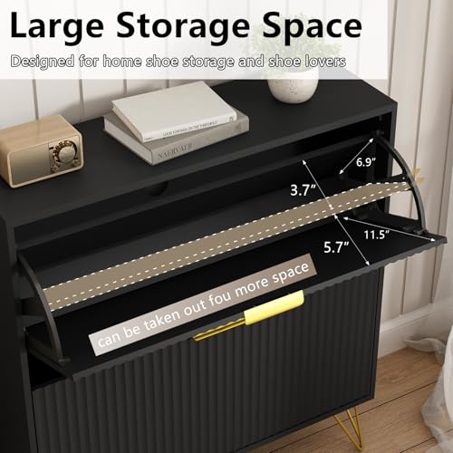 Shoe Storage Cabinet with 3 Flip Drawers