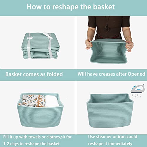 Cotton Rope storage Basket Bins Woven Basket for Organizing Shelves Rectangle Decorative Baskets For storage 3 pack