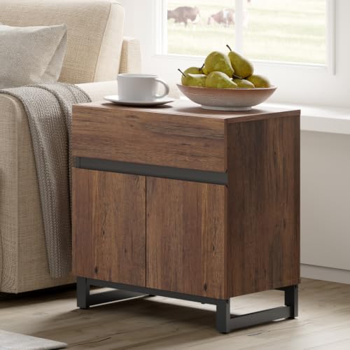 Modern End Table with 1 Drawer & 1 Storage Cabinet
