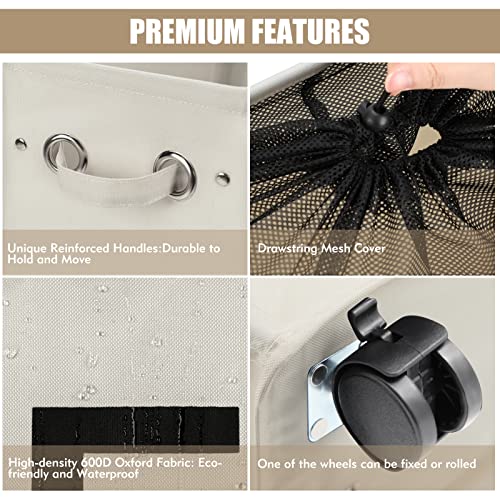 Rolling Laundry Basket Hamper on Wheels
