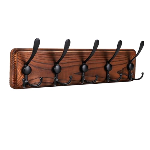 Large Coat Rack Wall Mount Coat Hooks Coat Hanger with Metal Black Triple