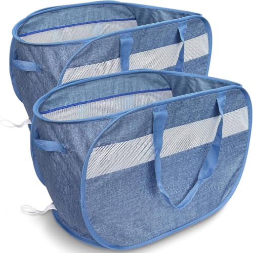 100L Extra Large Mesh Pop Up Laundry Hamper with Lid and Handles