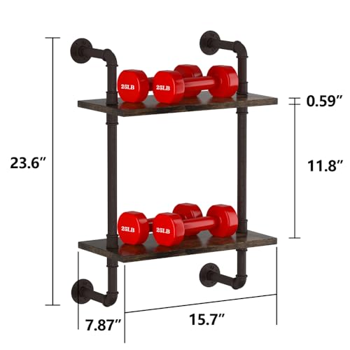 3 Tier Industrial Pipe Shelf Rustic Wood Floating Shelves