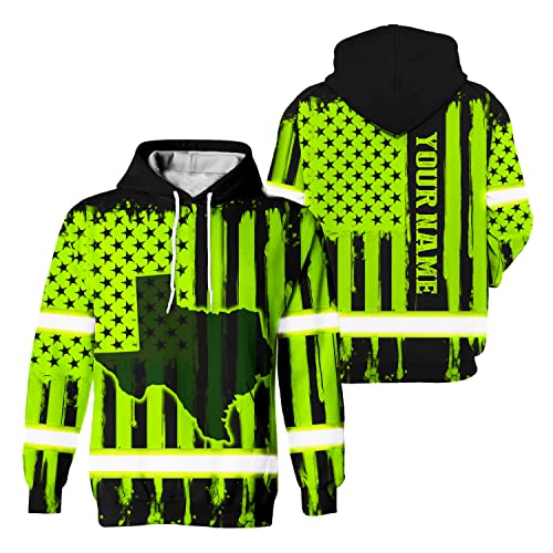 US Flag High Visibility Hoodie for Men Reflective Hoodie Safety Workwear for Worker Runner Patriotic ACC02