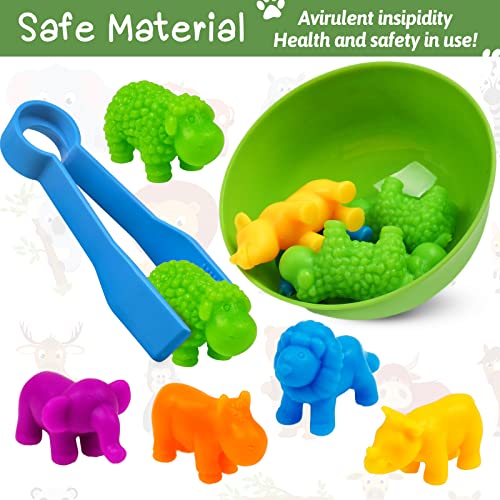 Counting Dinosaur Toys Matching Games with Sorting Bowls Sorting Toys for Toddlers Preschool Learning Activities for Math Color Sensory Montessori Fine Motor Skills Toys for 3 4 5 Years Old Boys Girls