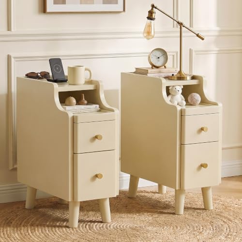 Narrow Nightstand with Drawers